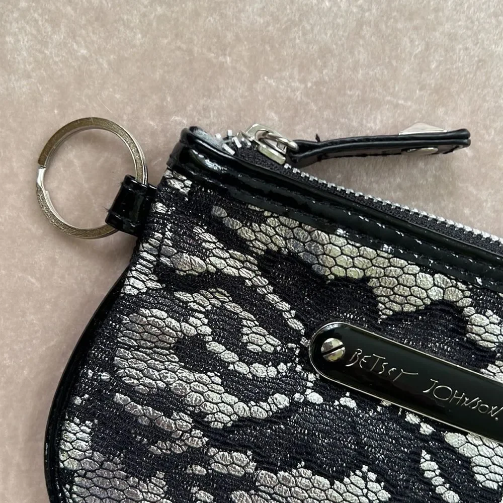 *Betsey Johnson* Black Lace Keyring Mini Travel Glam Pouch EUC Y2K